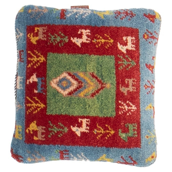 12" x 12" x 3" Knotted Pillow Collection Tribal Wool Pillow #016222