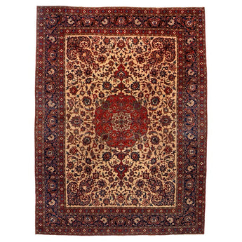 10' 5" x 13' 9" (10x14) Semi-antique Collection Isfahan Wool Rug #017027