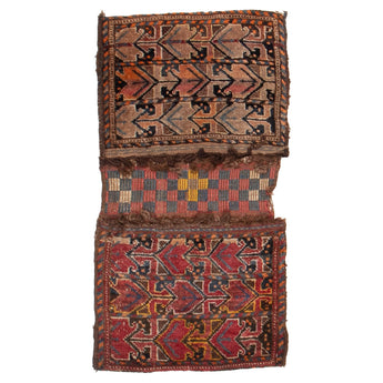 21" x 40" Semi-antique Collection Baluch Wool Saddlebags & Trappings #017689